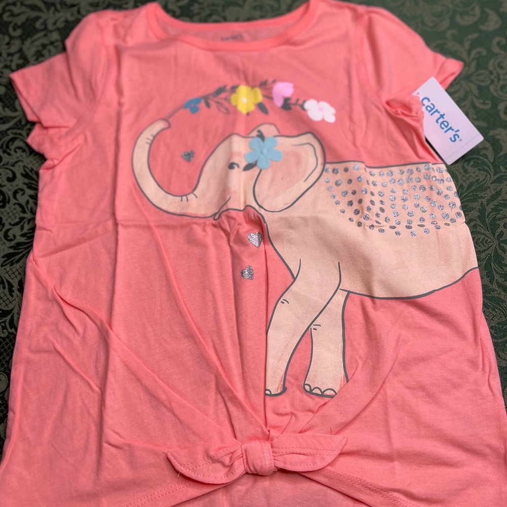 NWt 14 10 7 12 8 6 elephant 3d flowers easter party shirt top birthday carters - Picture 3 of 9